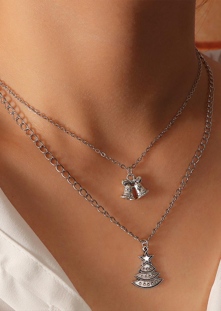 

Christmas Tree Snowman Snowflake Pendant Necklace, Multicolor, SCM008349