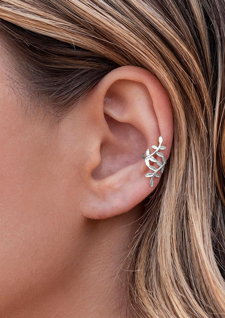 

1Pc Leaf Alloy Ear Clip Earring, Silver, SCM008154