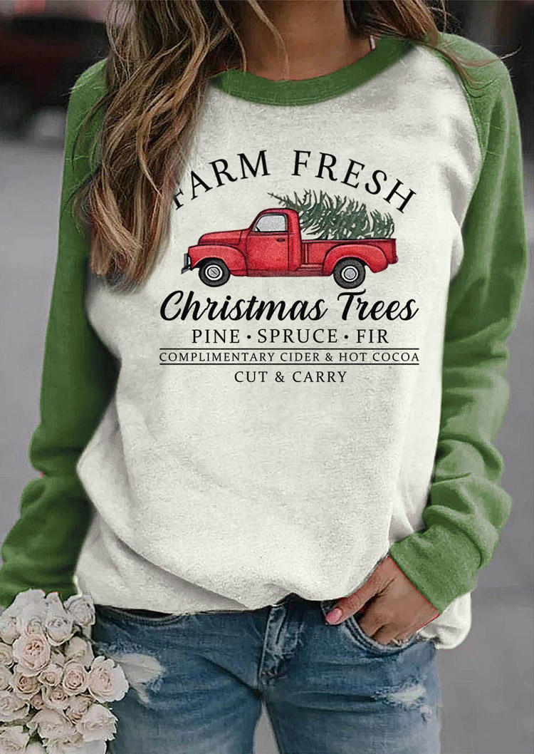 

Farm Fresh Christmas Trees Raglan Sleeve Sweatshirt - Green, SCM008404