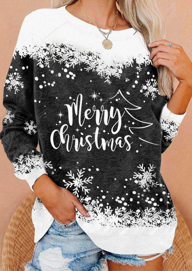 

Christmas Snowflake Pullover Sweatshirt - Black, SCM008405