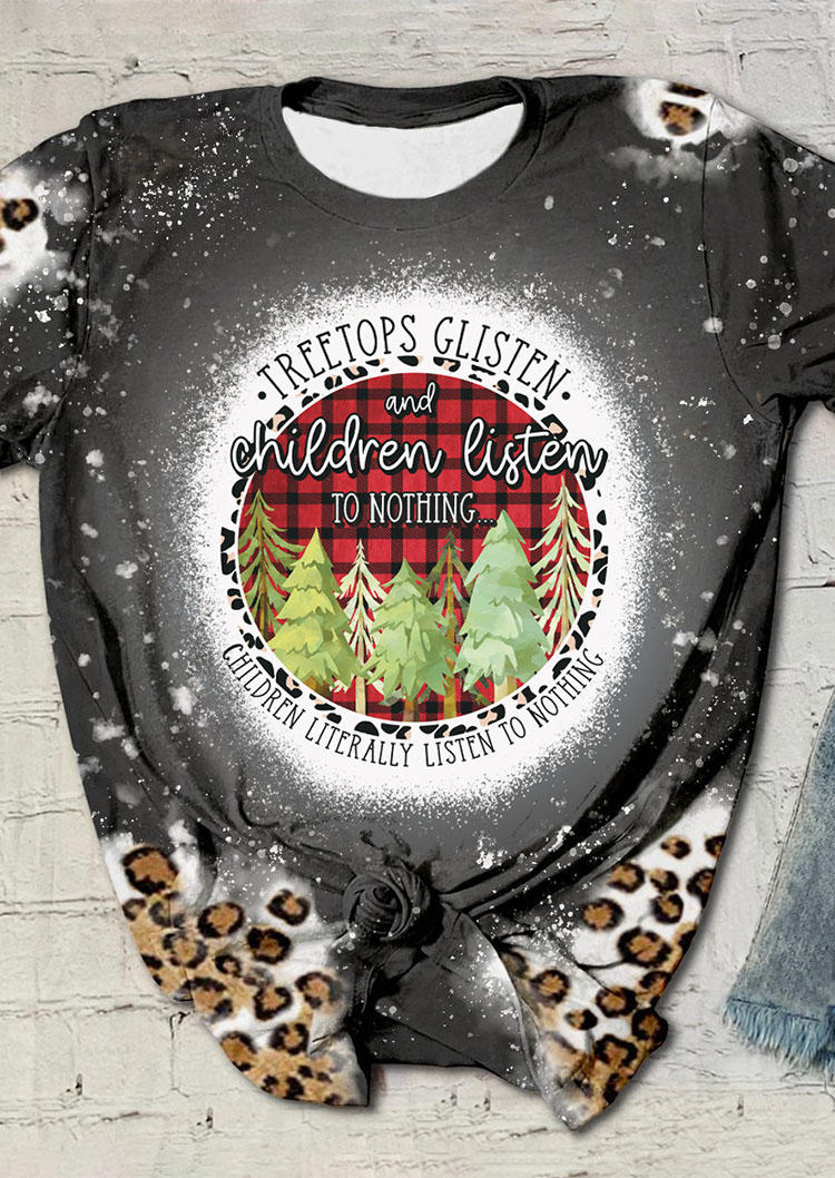 

Christmas Treetops Glisten Children Listen to Nothing Tree T-Shirt Tee - Dark Grey, Gray, SCM008456