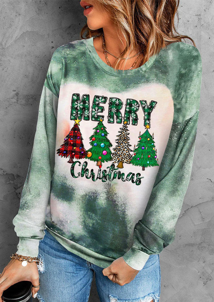 

Merry Christmas Tree Leopard Plaid Snowflake Sweatshirt, Multicolor, SCM008466