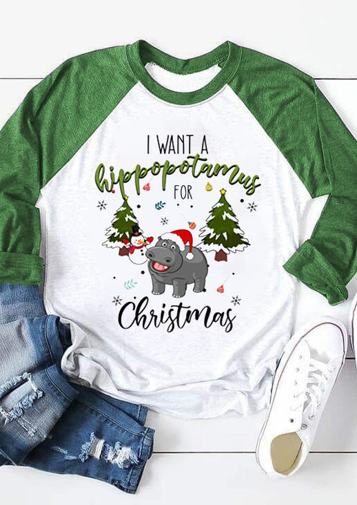 

I Want A Hippopotamus For Christmas T-Shirt Tee - White, SCM008630