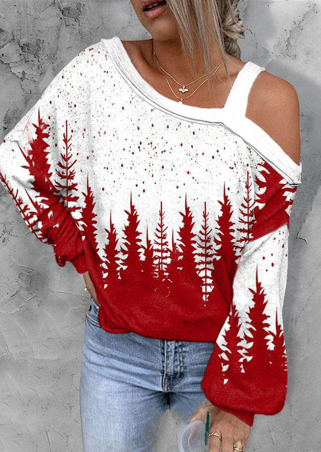 Tree One Sided Cold Shoulder Blouse - White