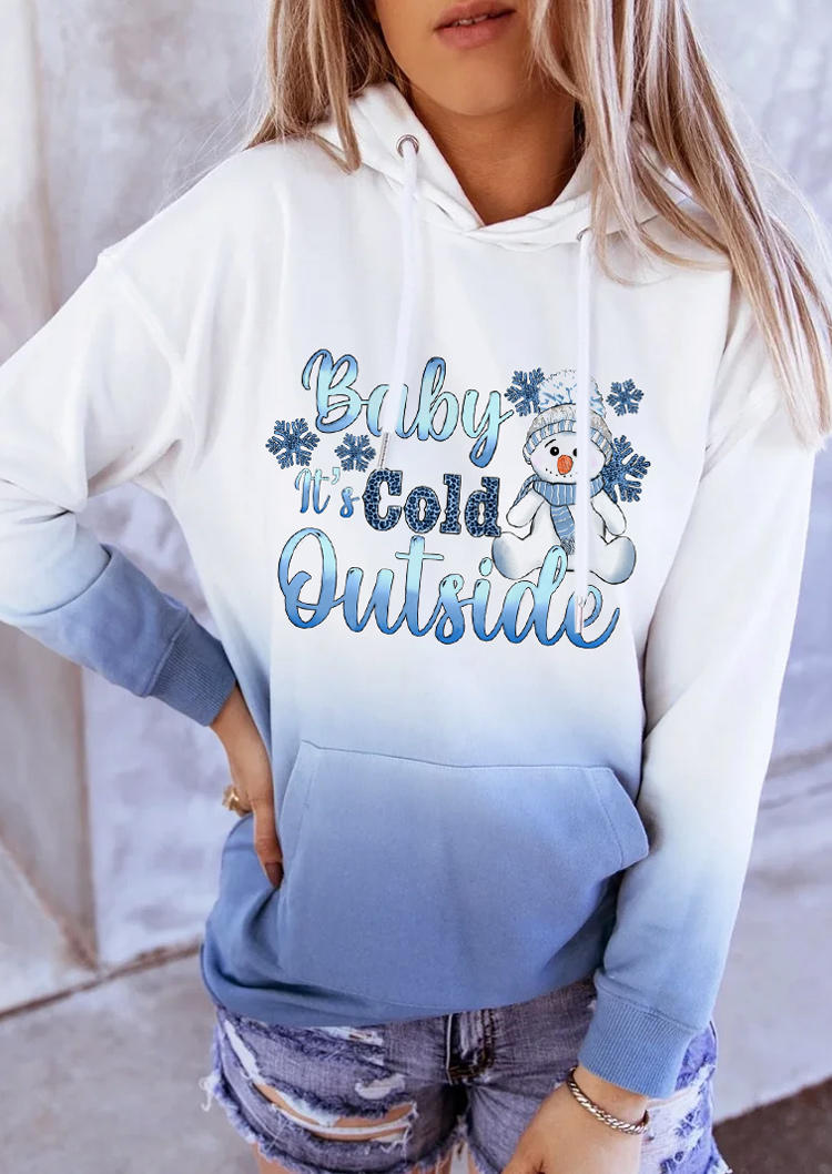 

Christmas Baby It' Cold Outside Snowman Snowflake Kangaroo Pocket Hoodie, Multicolor, SCM008862