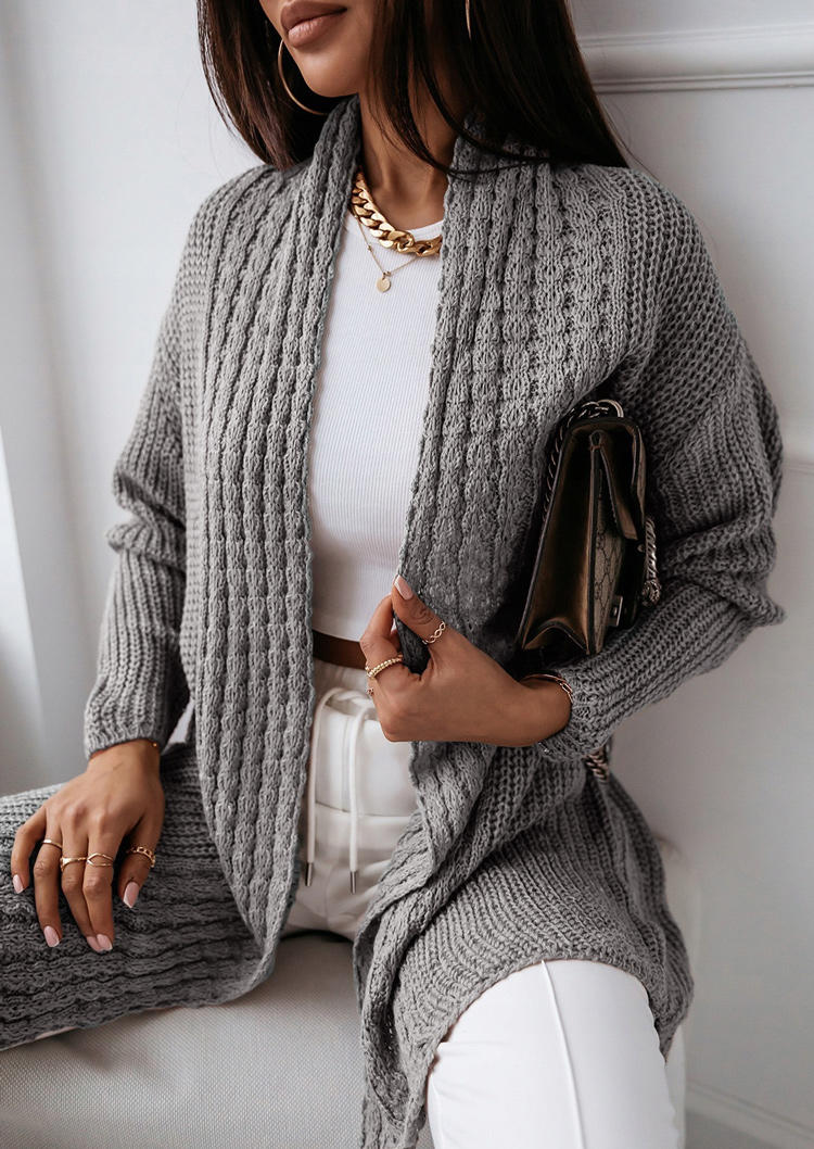 

Long Sleeve Open Front Cardigan - Gray, SCM007528