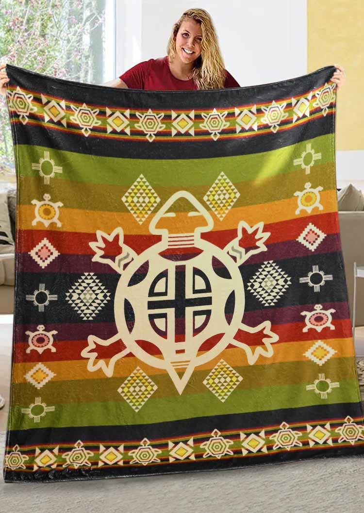 

Turtle Aztec Geometric Colorful Striped Blanket, Multicolor, SCM007646