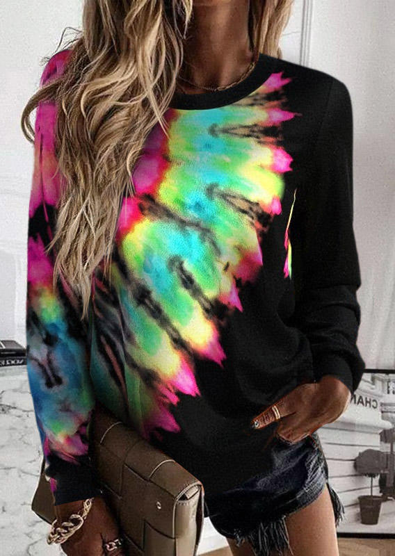 

Reverse Tie Dye Long Sleeve Blouse, Multicolor, SCM008379
