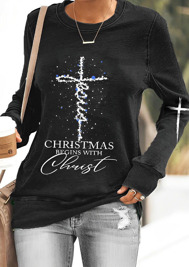 

Christmas Jesus Begins With Christ Pullover Sweatshirt - Black, SCM008641