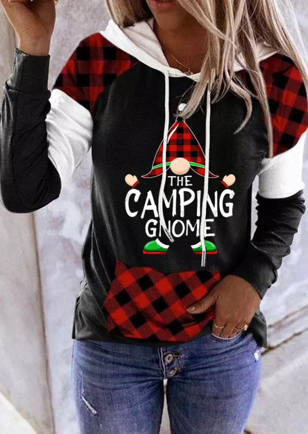 Christmas The Camping Gnome Hoodie - Black