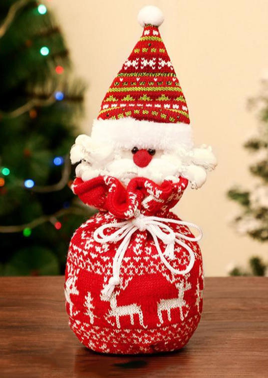 Christmas Reindeer Snowman Snowflake Drawstring Ornament Bag