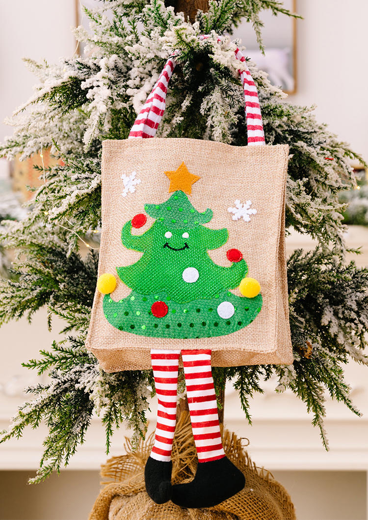 

Christmas Santa Claus Tree Tote Gift Bag, Green, SCM008249