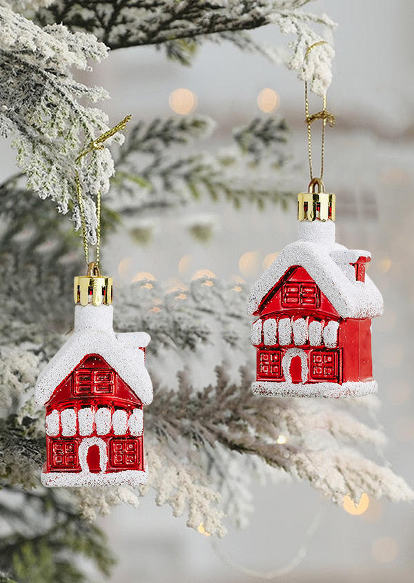 

2Pcs Christmas Home Gift Pendant Ornament, Red;white, SCM008509