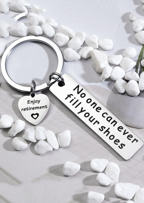 

Enjoy Retirement No One Can Ever Fill Your Shoes Keychain, Silver, SCM008582