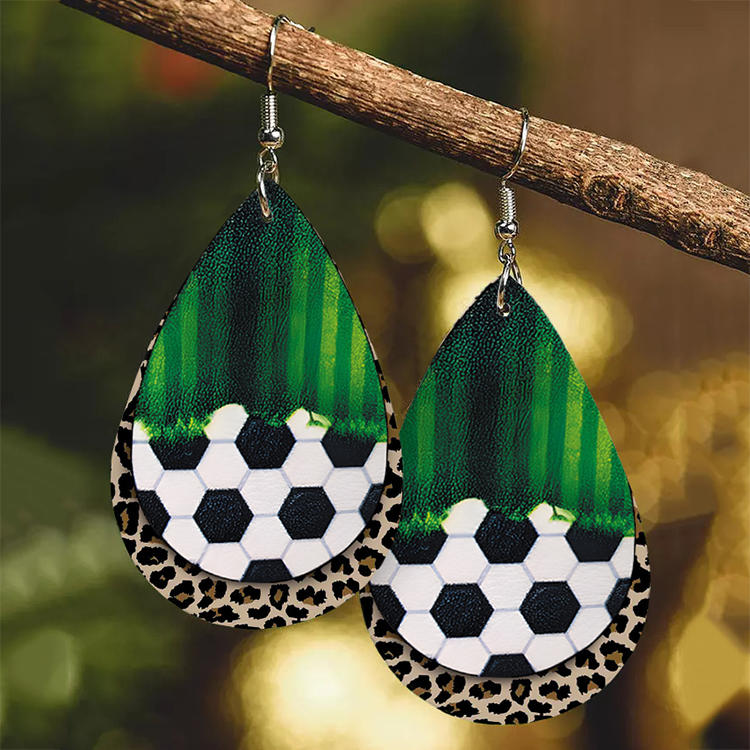 Soccer Leopard Striped Multi-Layered Earrings
