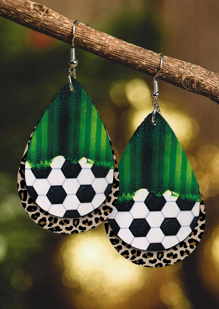 

Soccer Leopard Striped Multi-Layered Earrings, Multicolor, SCM008617