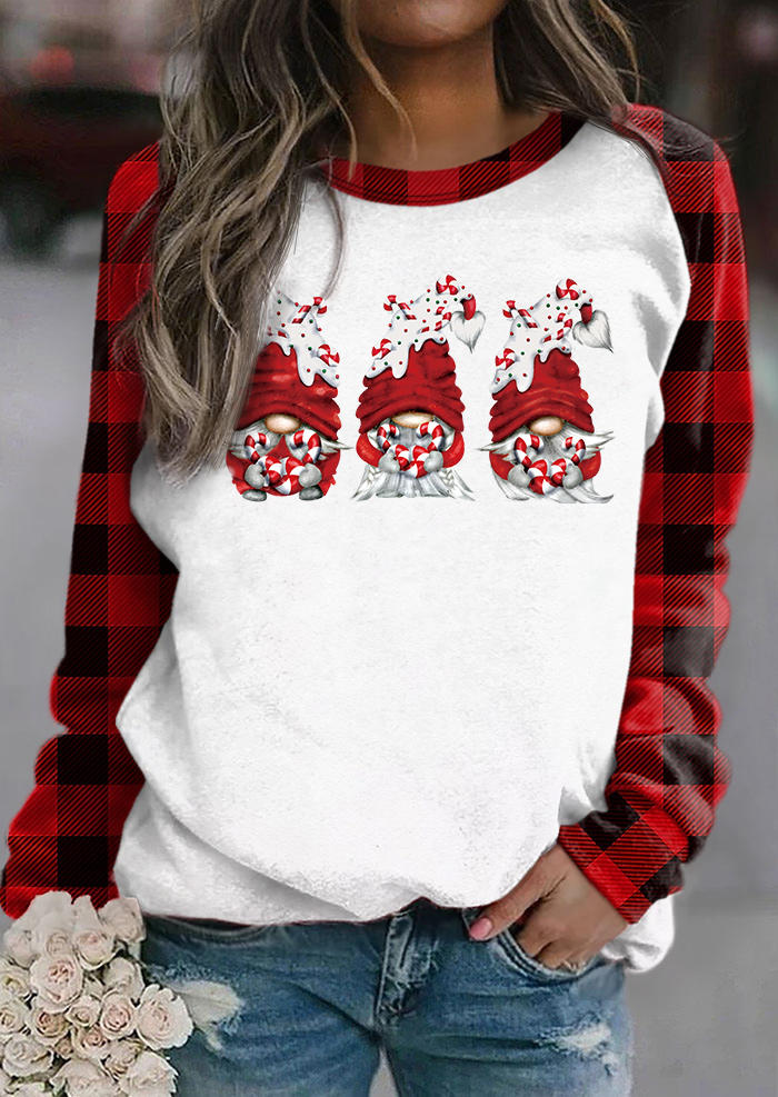 

Christmas Gnomies Plaid Sweatshirt - Red, SCM008635