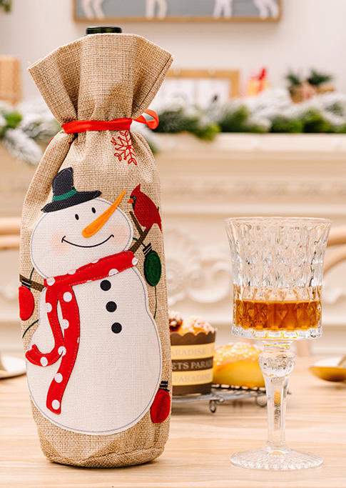 

Christmas Snowman Snowflake Wine Bottle Bag, Red;white, SCM009015