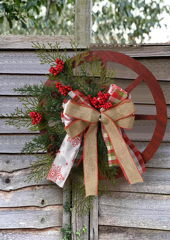 

Christmas Plaid Snowflake Mistletoe Wreath Ornament, Multicolor, SCM008239