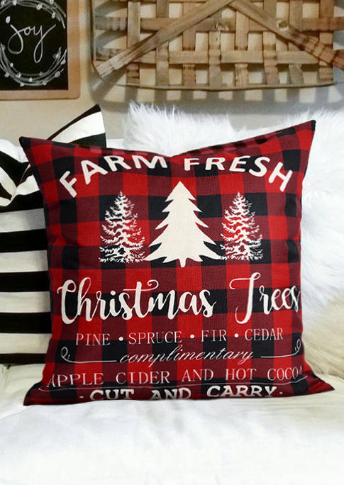 

Farm Fresh Christmas Trees Plaid Pillowcase without Pillow - Red, SCM008254