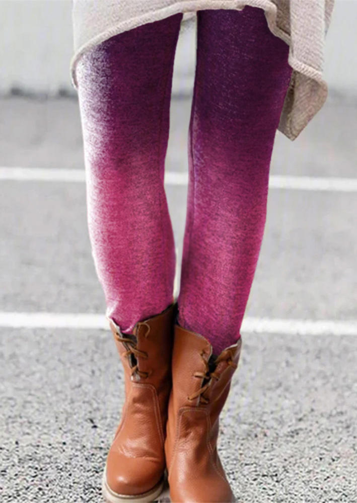 

Gradient Elastic Waist Skinny Leggings, Multicolor, SCM008647
