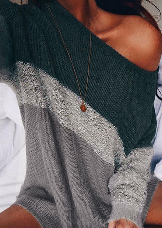 

Color Block Long Sleeve Sweater, Multicolor, SCM008669