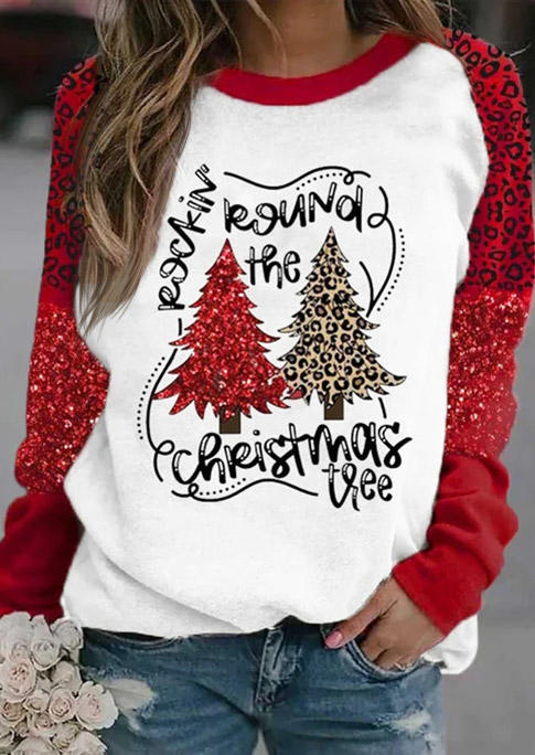 

Rock'in Round The Christmas Tree Leopard Glitter Sweatshirt - White, SCM008686