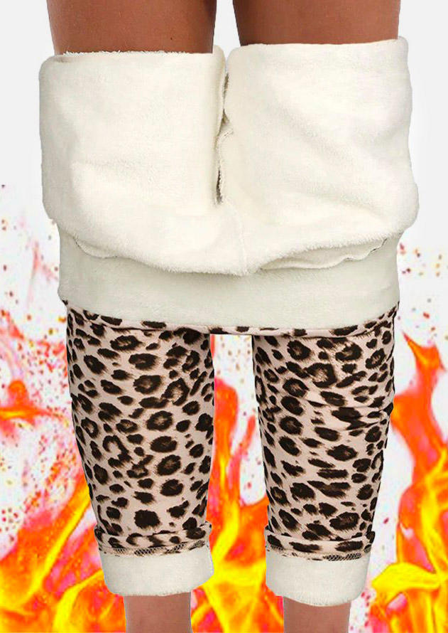 

Leopard Thickened Warm Fleece Lined High Waist Leggings, Multicolor, SCM007532