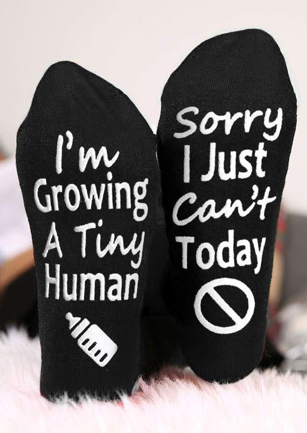 

Sorry I Just Can't Today I'm Growing A Tiny Human Crew Socks, Black, SCM008085
