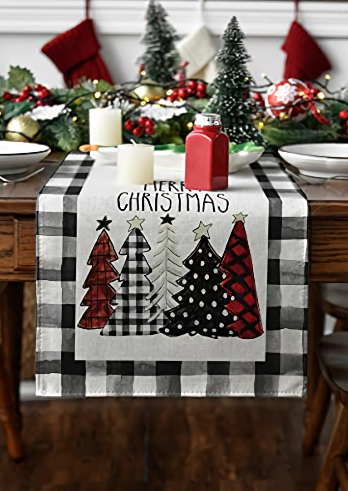 

Merry Christmas Plaid Polka Dot Star Table Runner, Multicolor, SCM008837