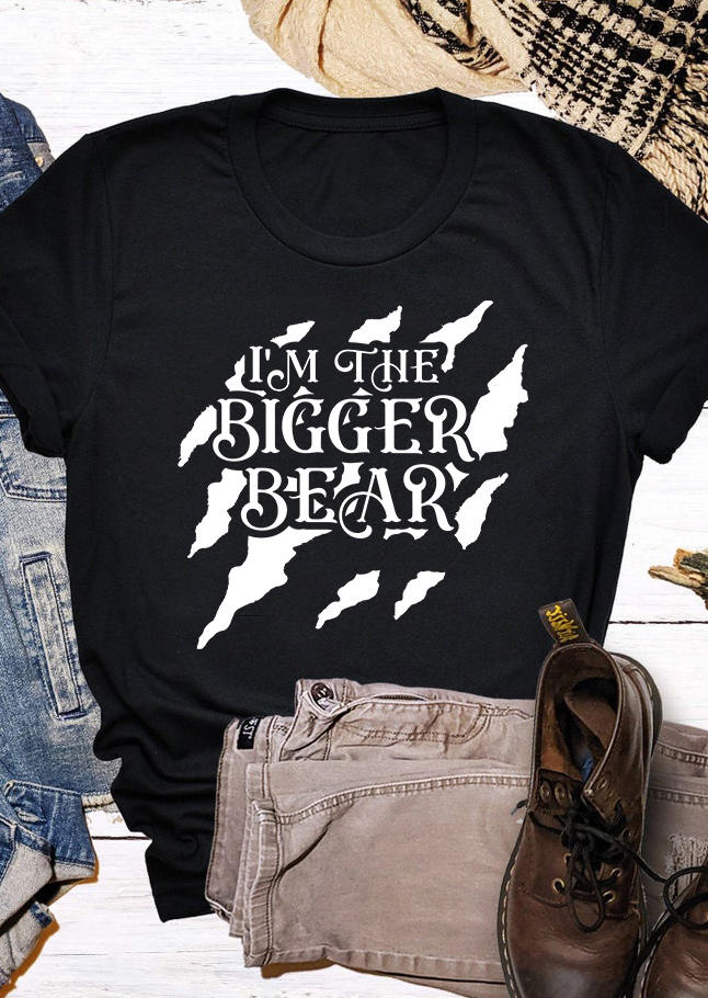 

I' The Bigger Bear T-Shirt Tee - Black, SCM009041