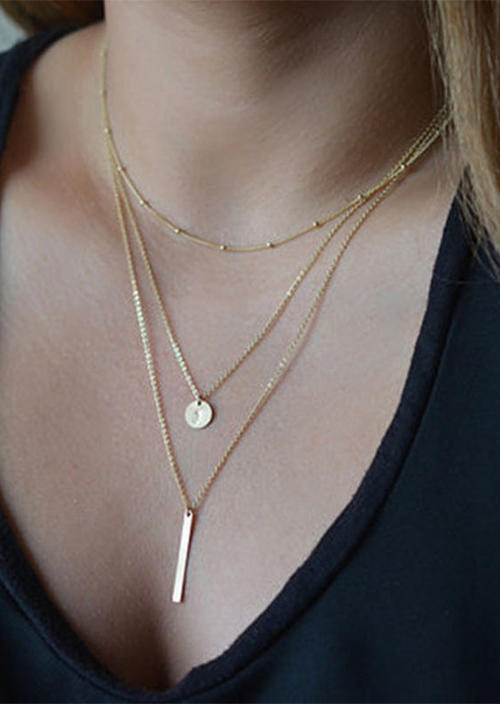 

Geometric Multi-Layered Pendant Necklace, Gold, SCM009131