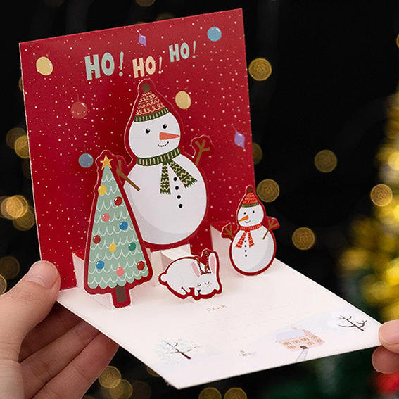 Merry Christmas 3D Reindeer Santa Claus Snowman Card