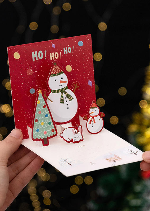 

Merry Christmas 3D Reindeer Santa Claus Snowman Card, Red, SCM008728