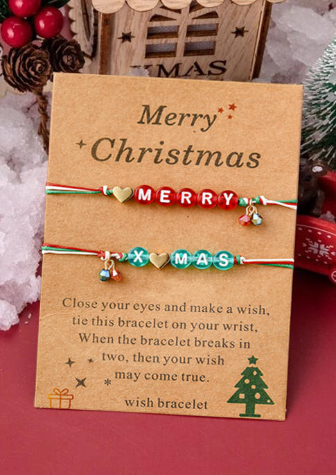 2Pcs Merry Christmas Beading Bracelet