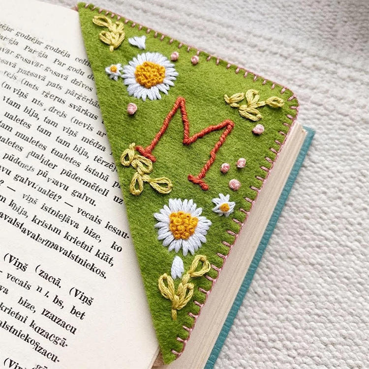 Sunflower Embroidered Corner Bookmark