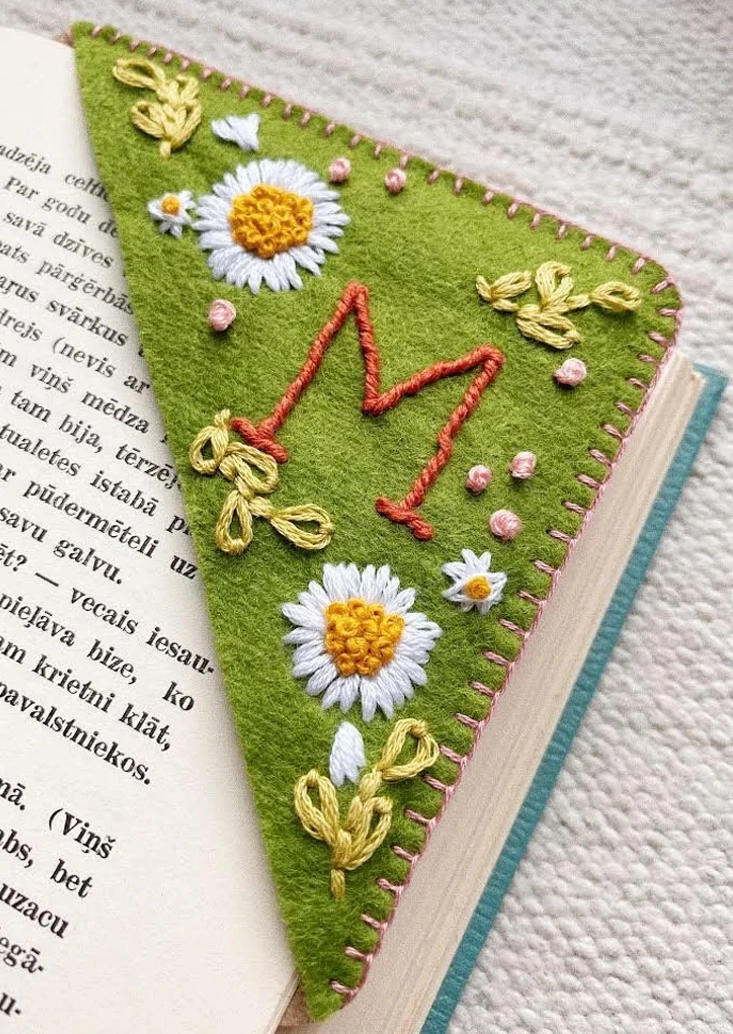 Sunflower Embroidered Corner Bookmark