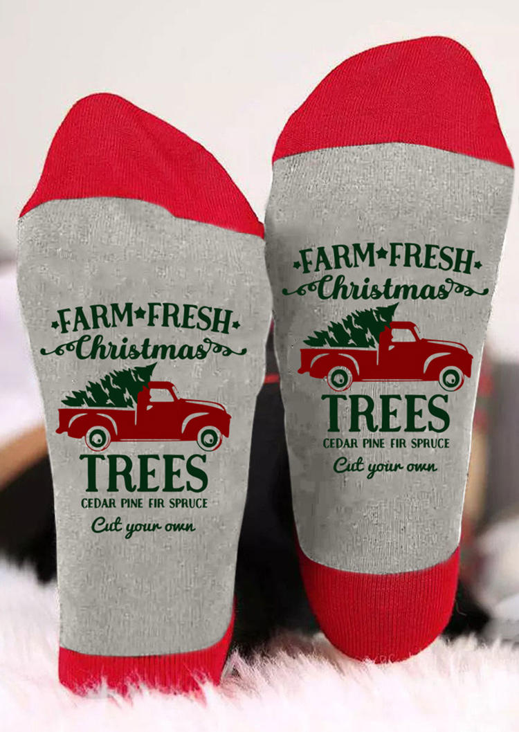 

Farm Fresh Christmas Trees Truck Crew Socks, Red, SCM008936