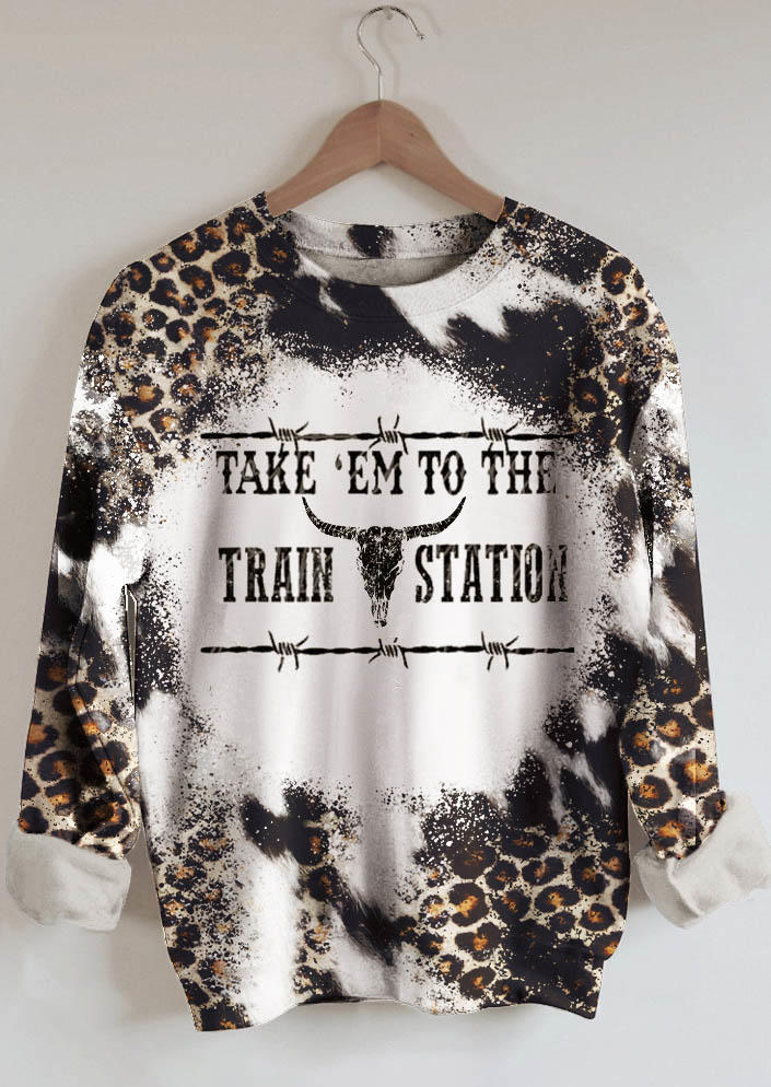 

Take 'Em To The Train Station Leopard Sweatshirt, Multicolor, SCM009219