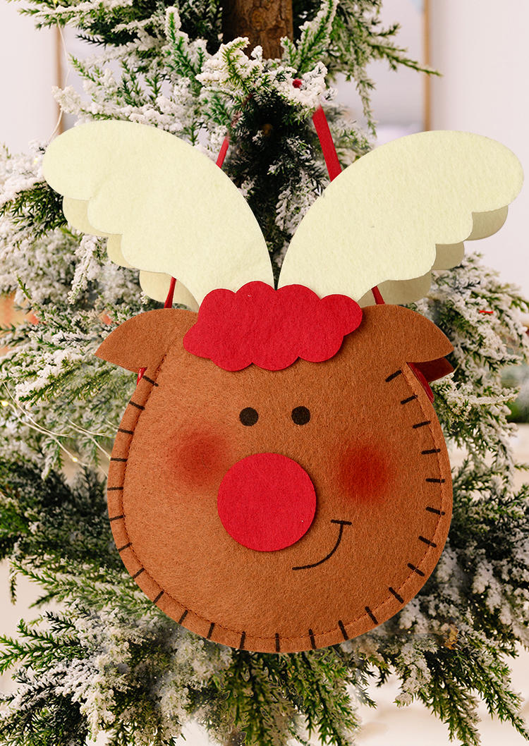 

Christmas Reindeer Santa Claus Snowman Gift Bag Ornament, Brown;red;white, SCM008280