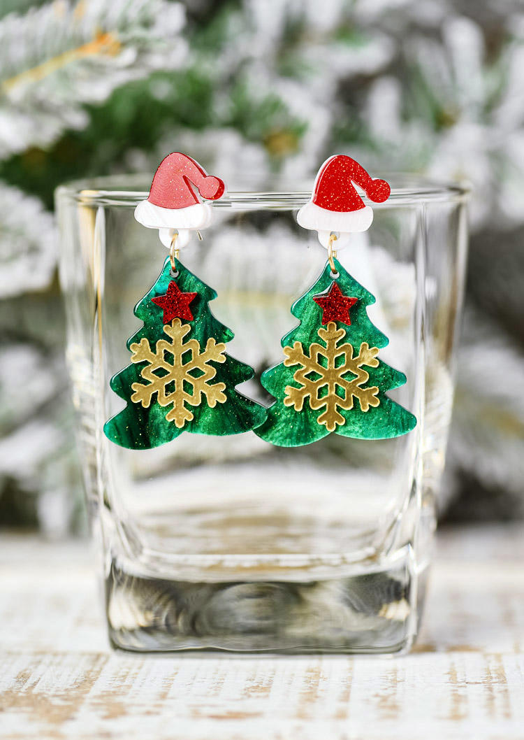 

Christmas Tree Snowflake Star Earrings, Multicolor, SCM008353