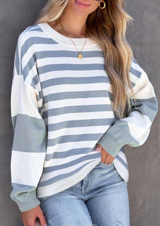

Striped Color Block Long Sleeve Sweatshirt, Multicolor, SCM008489