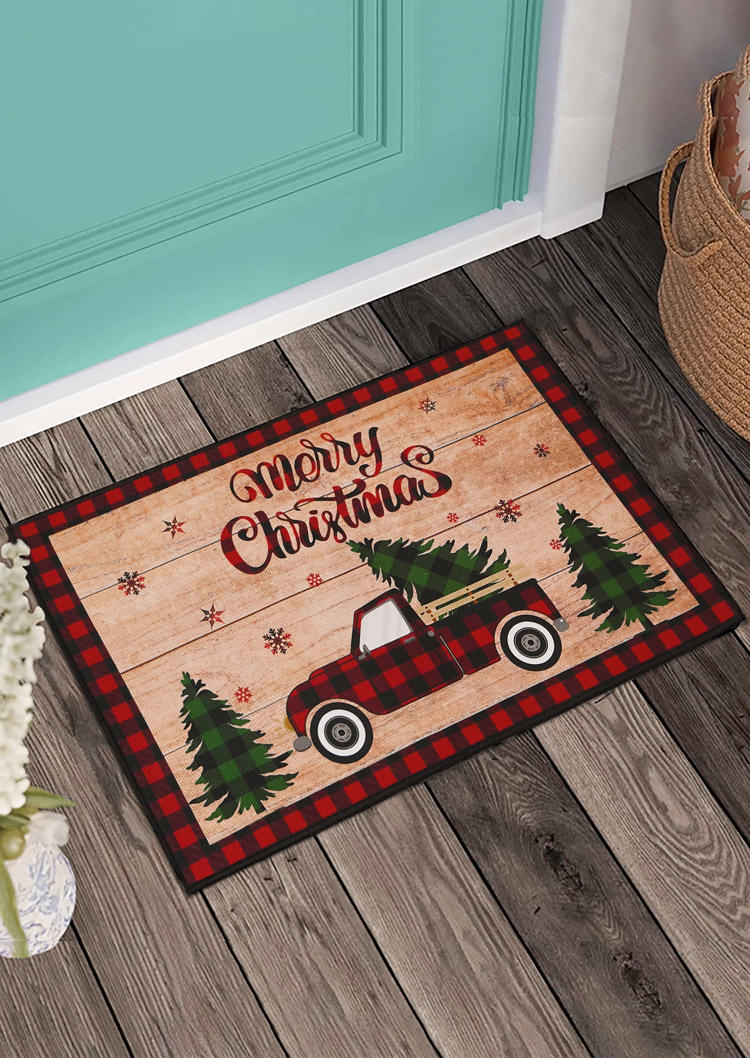 Merry Christmas Plaid Snowflake Carpet
