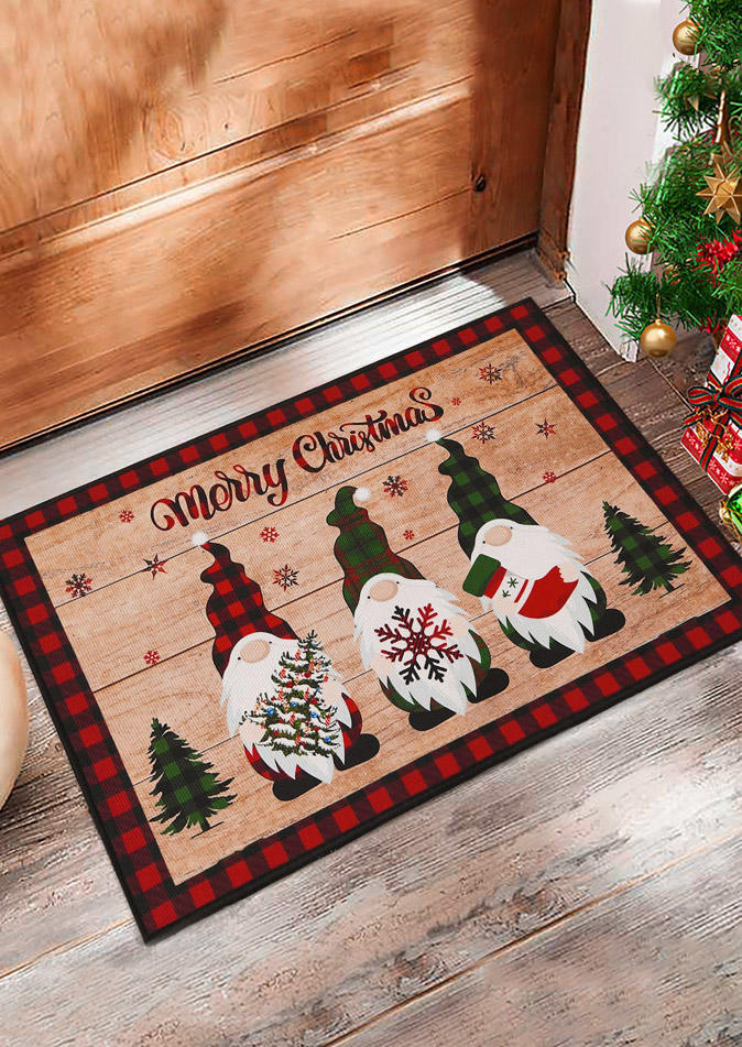 

Merry Christmas Plaid Snowflake Carpet, Red, SCM008589