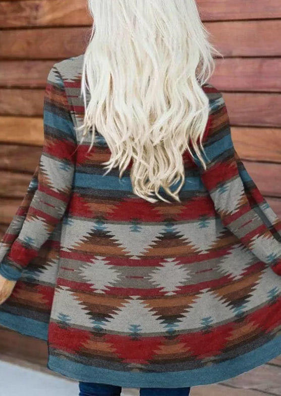 

Aztec Geometric Long Sleeve Cardigan, Multicolor, SCM008668