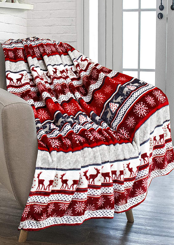 

Christmas Reindeer Snowflake Dot Blanket, Red, SCM008727