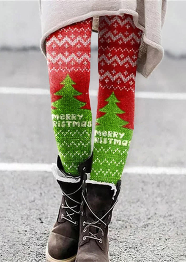 

Merry Christmas Tree Skinny Leggings, Multicolor, SCM009174
