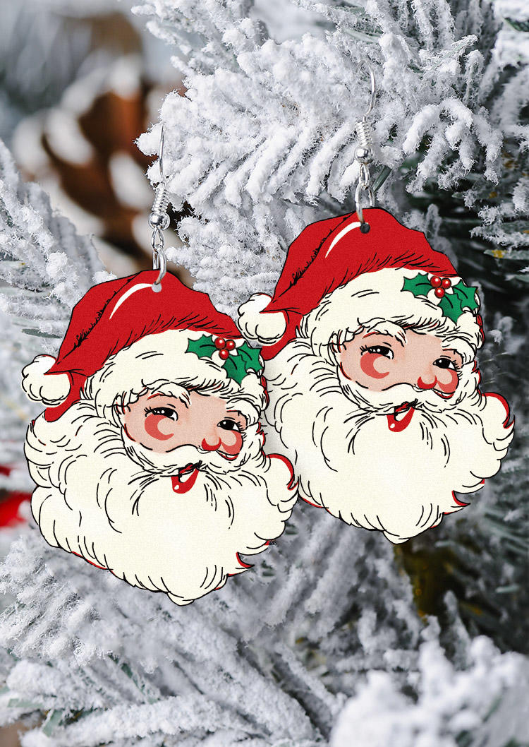 

Christmas Santa Claus Mistletoe Earrings, Multicolor, SCM009353