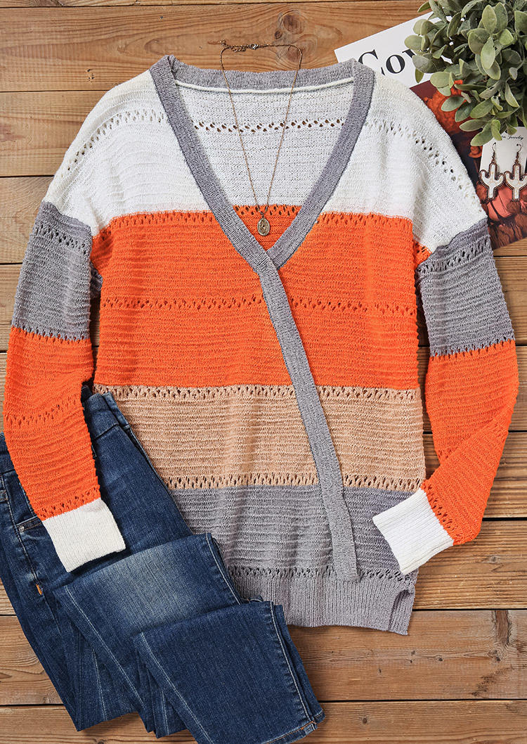 Color Block Hollow Out Sweater