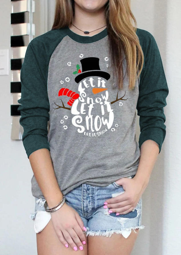 

Christmas Let It Snow Snowman T-Shirt Tee - Gray, SCM008464